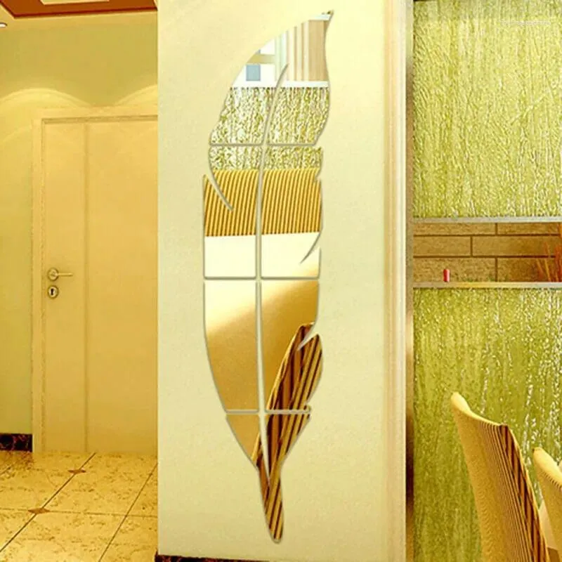 Vägg klistermärken 18 73 cm diy modern plommon stil fjäder dekorativ spegel rum kök badrumsdekoration