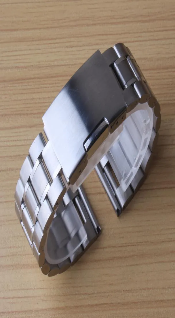Silberarmband fester Edelstahl -Uhrenband Verstellbares Gurt Metall Hochwertiges Uhrenband 18mm 20 mm 22 mm 24 mm Herren Womens8742144