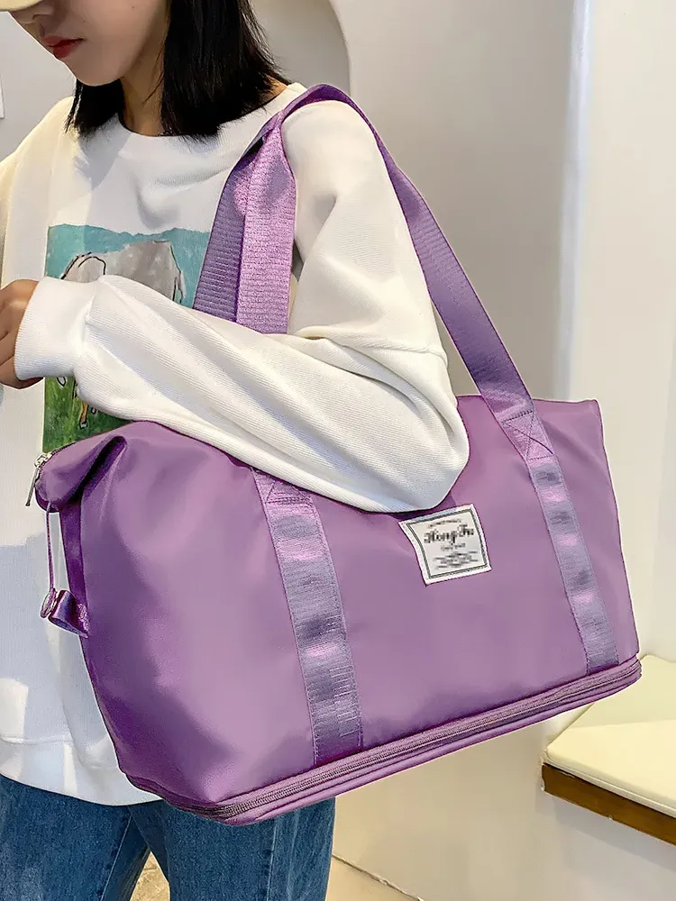 Unixinu Carry On Travel Duffle Bag Nylon Waterproof Sports Gym Tote Påsar för kvinnor stor kapacitet förvaringsbagage handväska