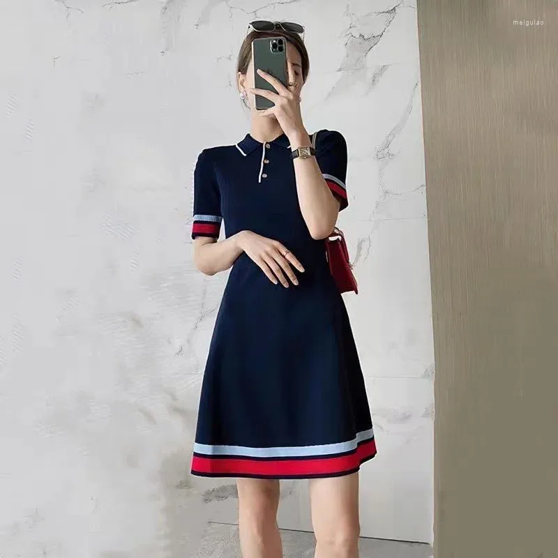 Korean Stripe A Line Mini Dress For Women Casual Elegant And Slim Fit With Womens Polos Collar And Knit Perfect For Summer Parties T917 From Meiguiao 19.52 DHgate.Com