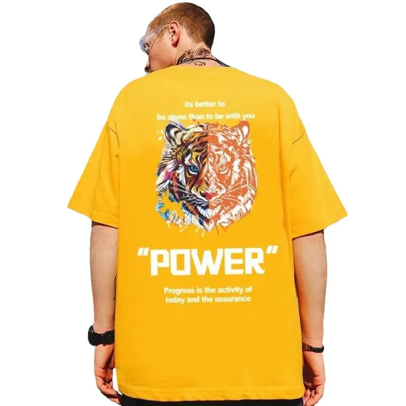 Power Tiger Designer Mens T Shirts Bomull Kort ärmar T-shirts Summer Casual Men Women Apparel Tees Tshirts Shirts Street Hip Hop Outwear Man Top Quality Tops 8xl
