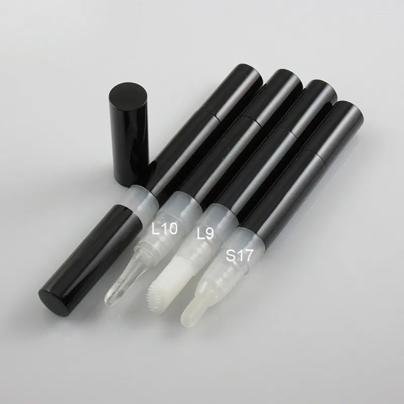 Bottiglie di stoccaggio di alto grado 3 ml di lucidala black nera tubo vuoto alluminio e distributore di penna cosmetica PP con applicatori diversi