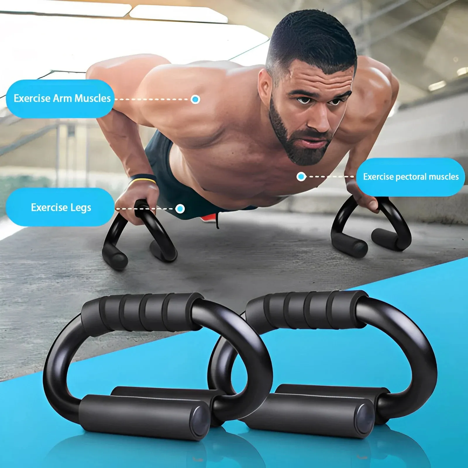 1Pair Push Ups står bröstkropp Buiding Sport Muskulära fitness S form Push Up Grip Racks Aluminium Alloy Training Equipment 240419