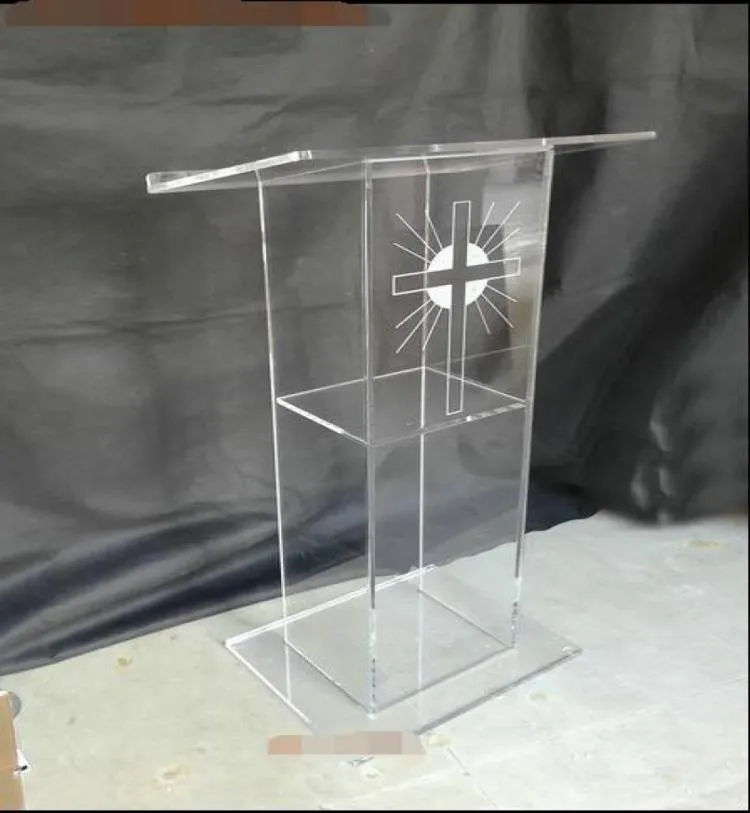 Billige transparente Acryl -Podium -Kanzel -Merkmale Clear Plexiglass Podium organische Glas Kirche Kanzel 5333253