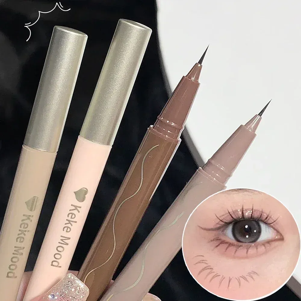 Eyeliner ultratin flytande glitter eyeliner nedre ögonfrans penna vattentät snabb torr liggande silkesmask pennkoreansk makeup för kvinnor kosmetisk