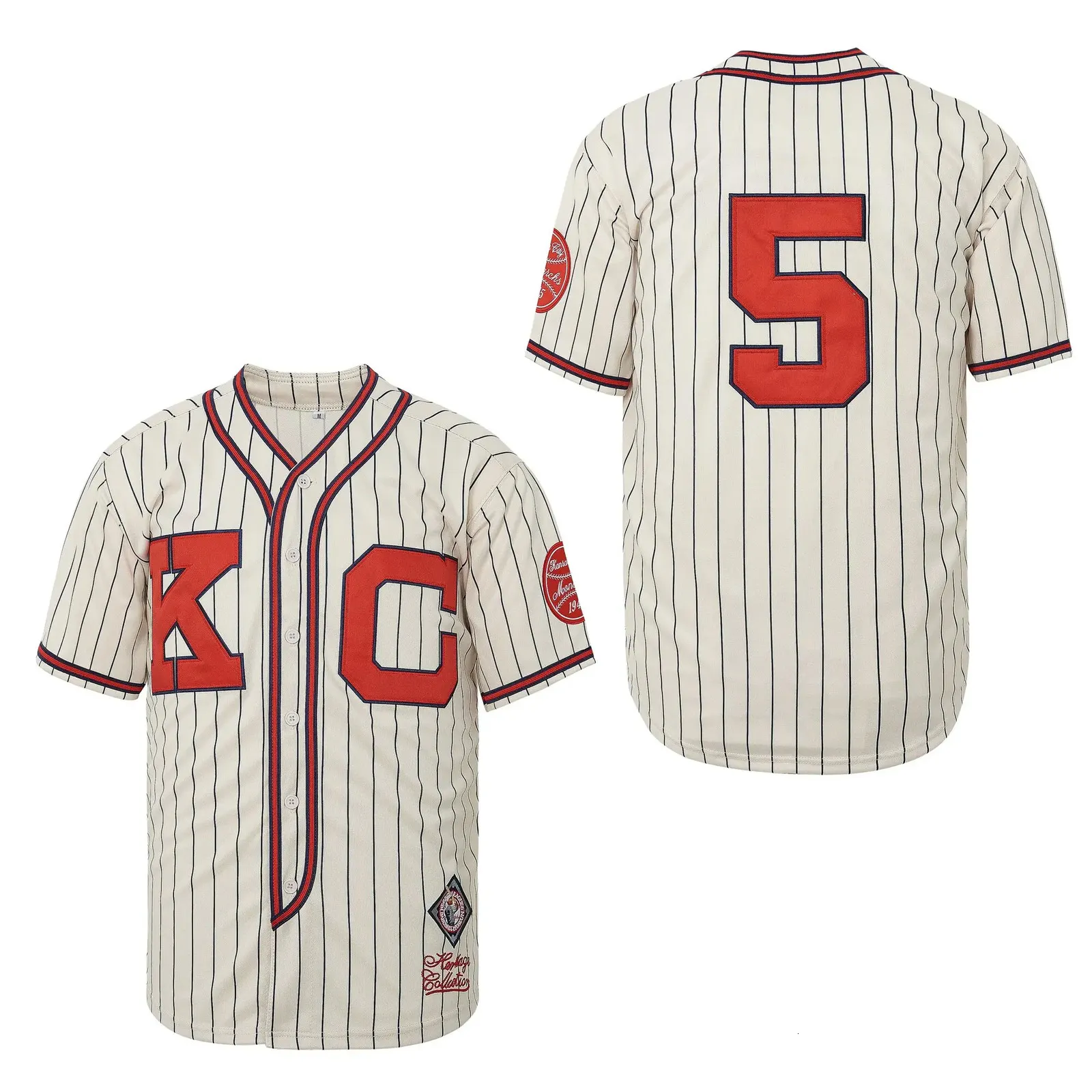 Baseball Jersey KC 5 Couture broderie sports de haute qualité extérieur de plage Wear Stripe Stripe Hip-Hop 240412