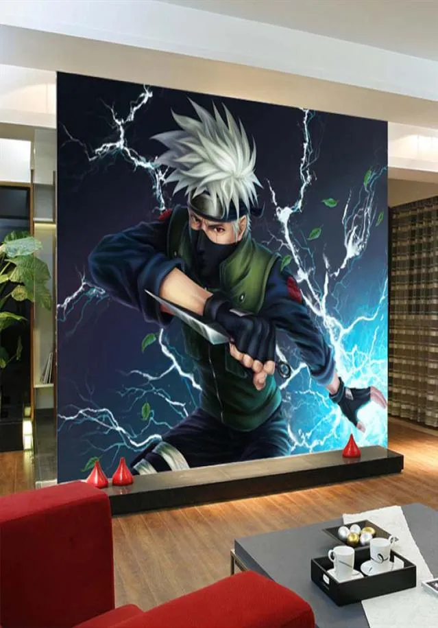 Papel de parede personalizado 3D Anime Naruto Dormitório do aluno infantil039S Bedroom TV Sofá cenário de parede não tecida de parede papel de parede5817066