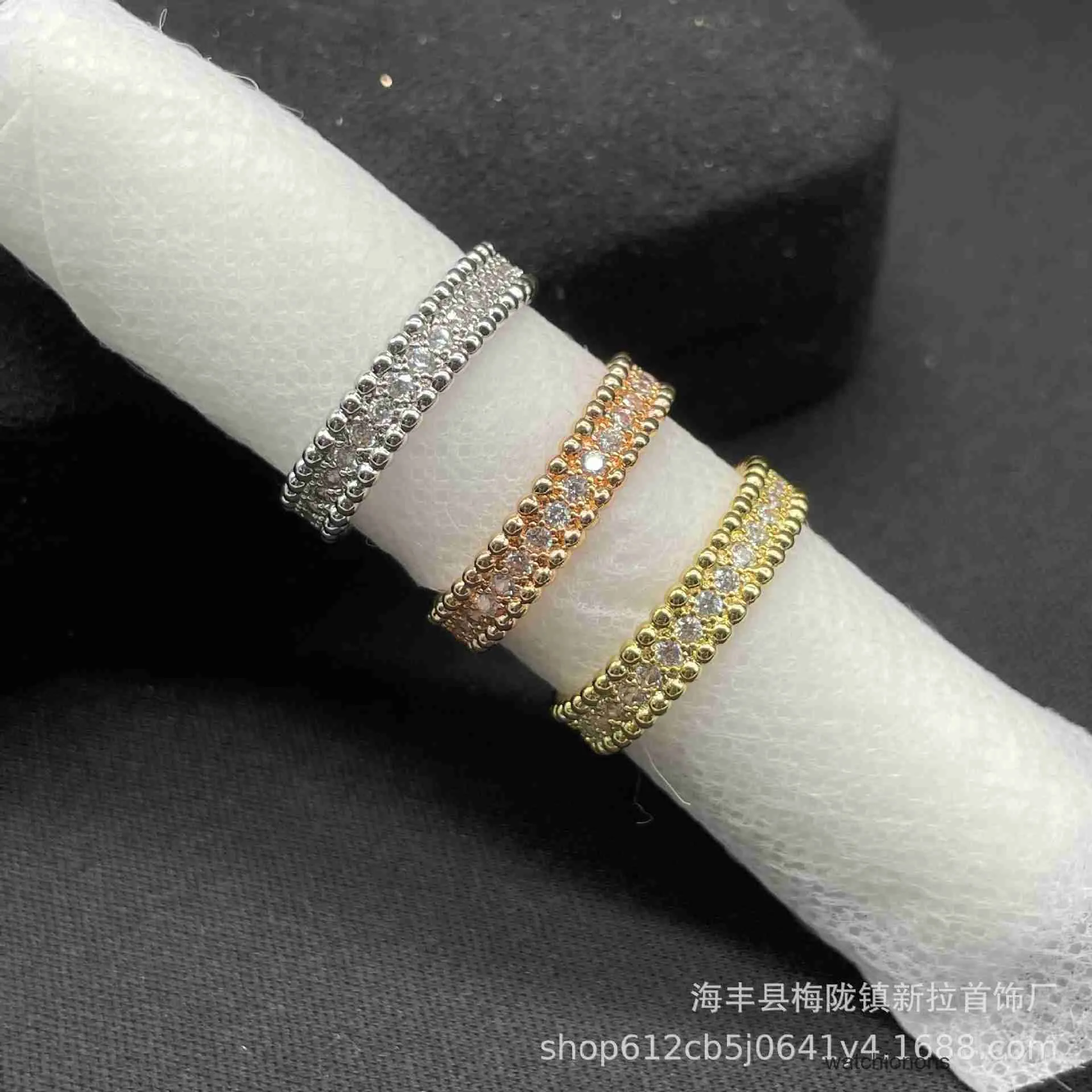 High-end luxe ring Hoge versie Fanjia Single Row Diamond Ring V Gold 18K Rose Full Bead Female Live Broadcast