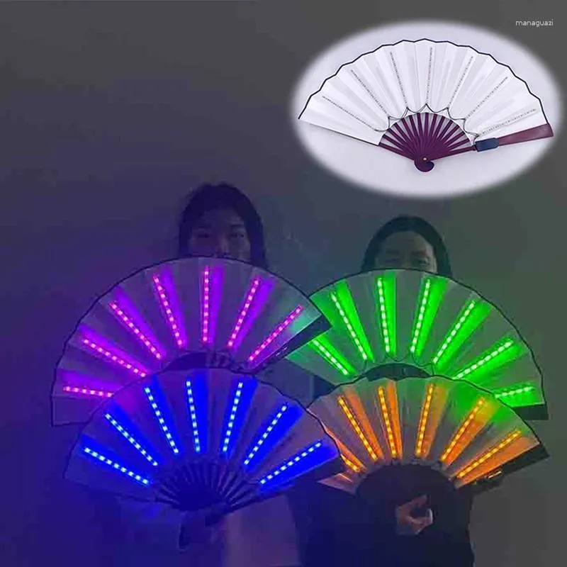 Dekorativa figurer 1pc 6v Glow Folding LED Fan Dancing Lights Night Show DJ Bar Club Party Pests Home Decor Fans