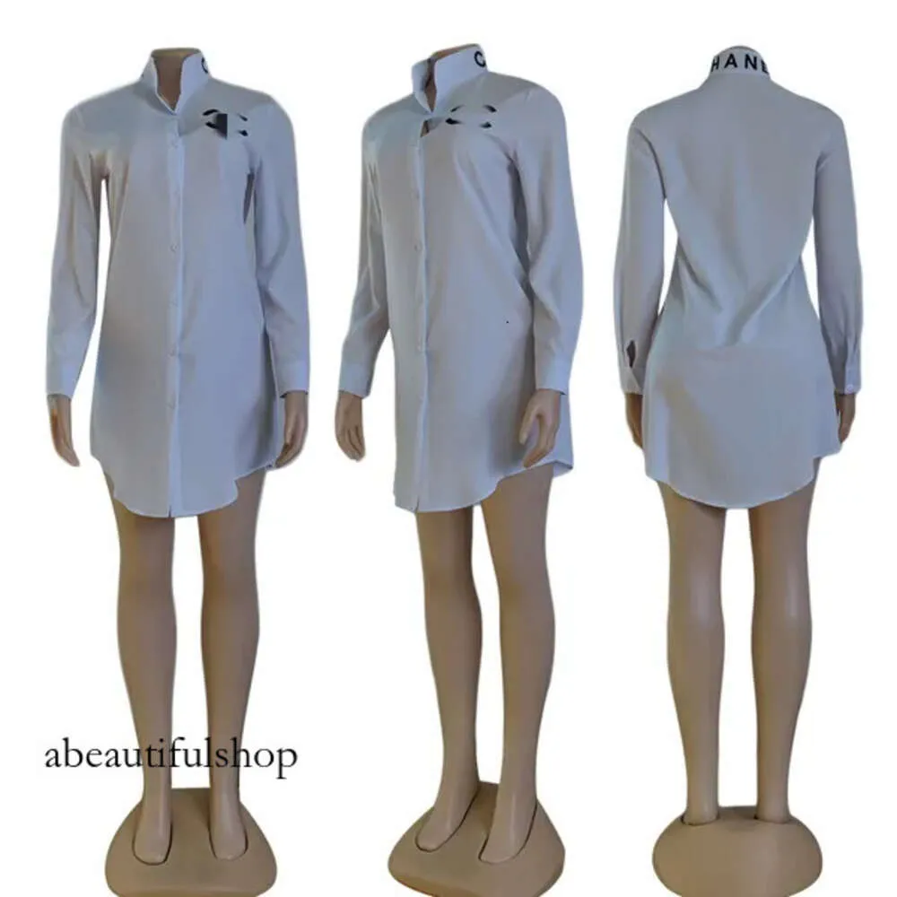 デザイナー刺繍シャツドレス高品質の女性カジュアルラペルネック長袖ショートチュニックドレス無料船シャネルズドレス200