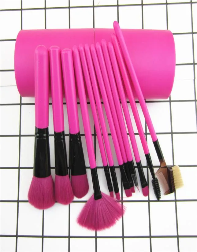 12pcs Professional Private Label Kabuki Cosmetic Make -upborstel Make -upborstel Set met Cilinder Case2470612