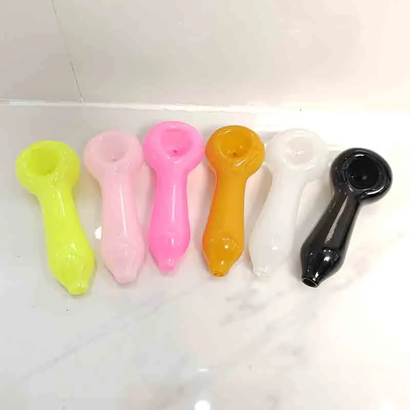 Latest Colorful Glass Pipe 6 Colors Smoking Tobacco hand Pipes cigarette filter oil Burners Bowl tool accessories