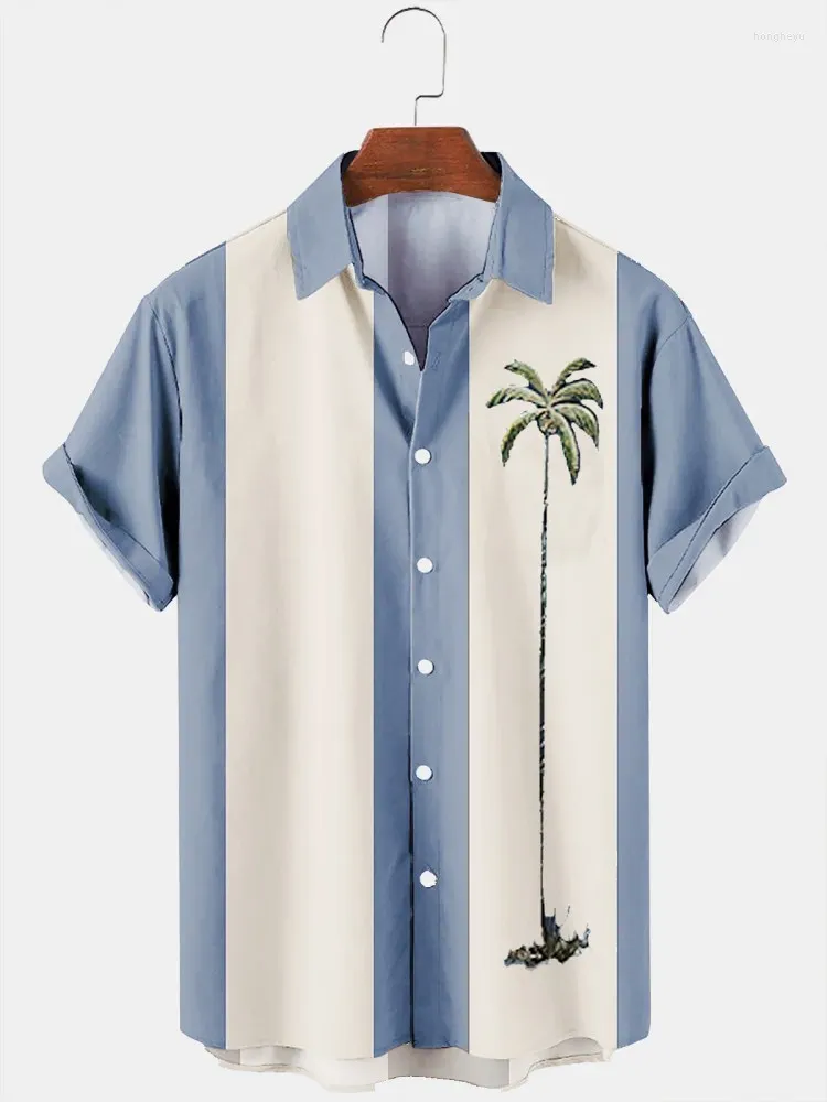 Herren lässige Hemden Hawaiian Shirt Herren Sommer 3d Kokosnussbaum gedruckter Urlaub Kurzarm Tops T -Shirt übergroße Bluse Kleid