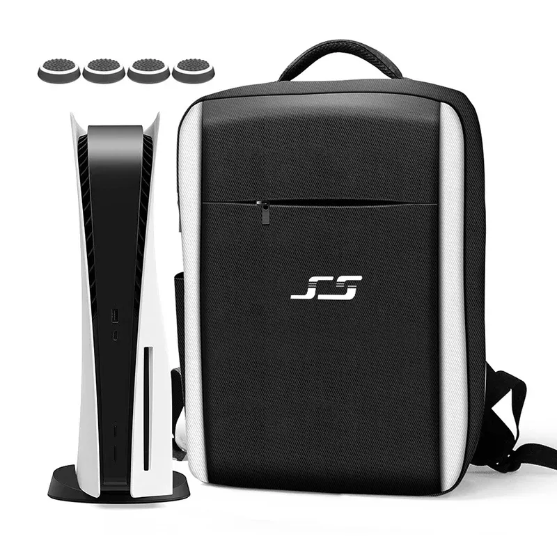 Cases Black Bagpack for PS5 Console Game Accessories Storage, Travel Carrying Bag with Multiple Pockets