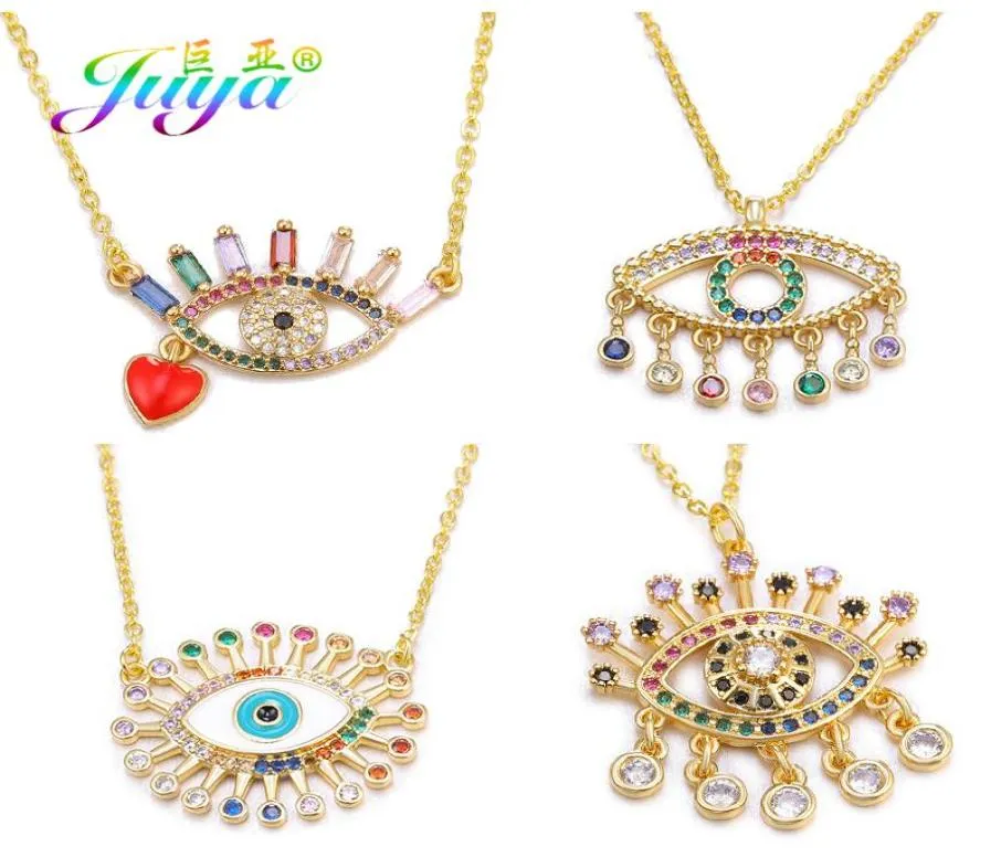 Pendant Necklaces Juya 2022 Luxury Gold Greek Necklace For Women Handmade Enamel Zirconia Turkish Choker Jewelry Supplies1314175