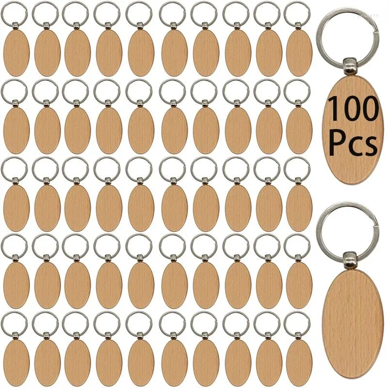 Keecheins 100pcs Blank Wood Keechian da dipingere per l'artigianato