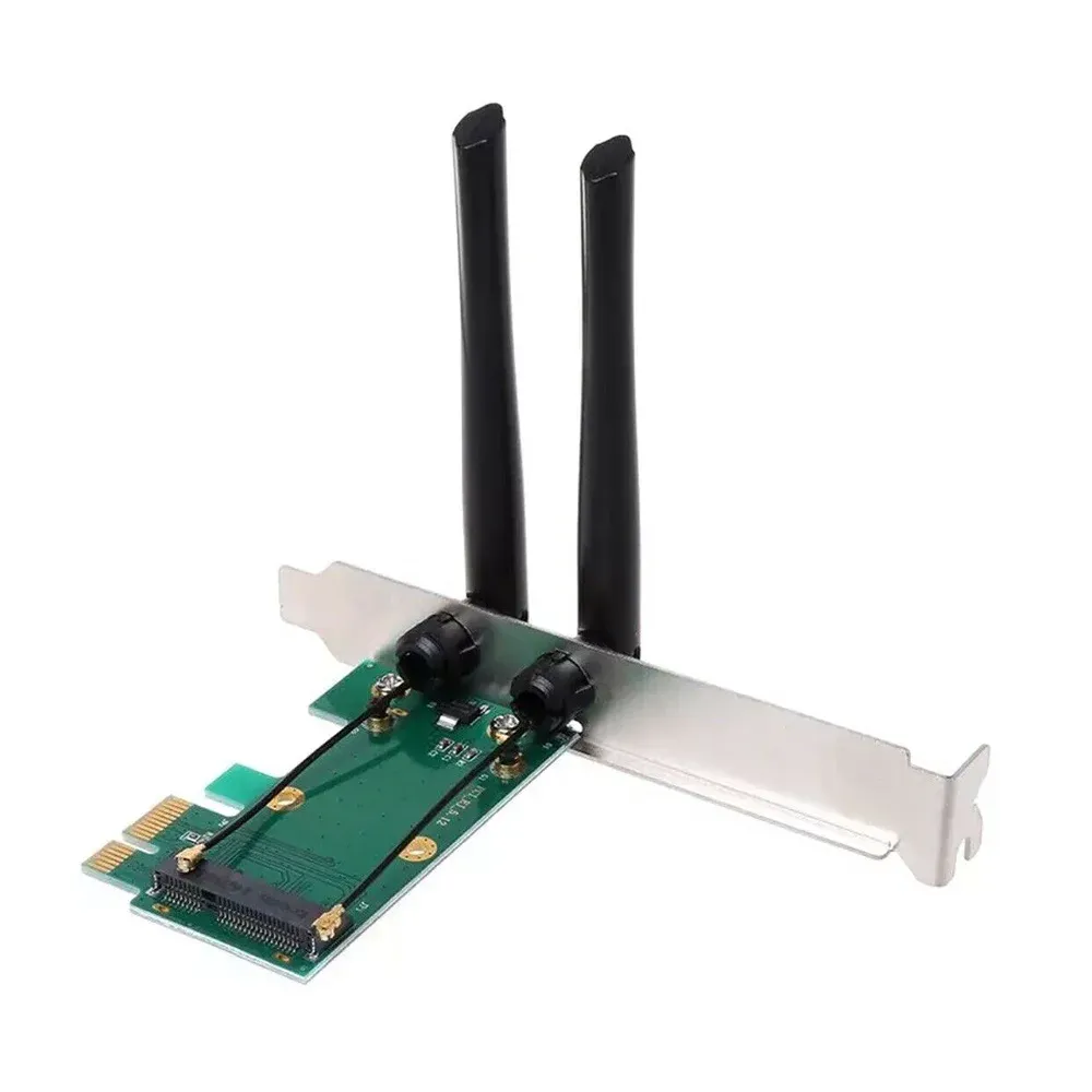 Levert draadloze kaart wifi mini pcie express aan PCIE -adapter met 2 antenne extern voor pc
