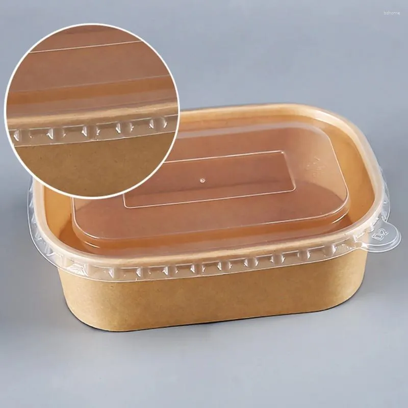 Kommen 20 pc's Wegwerp lunchbox Containers Opbergdozen Licht Go afhaalmaaltijden Kraftpapier met deksel