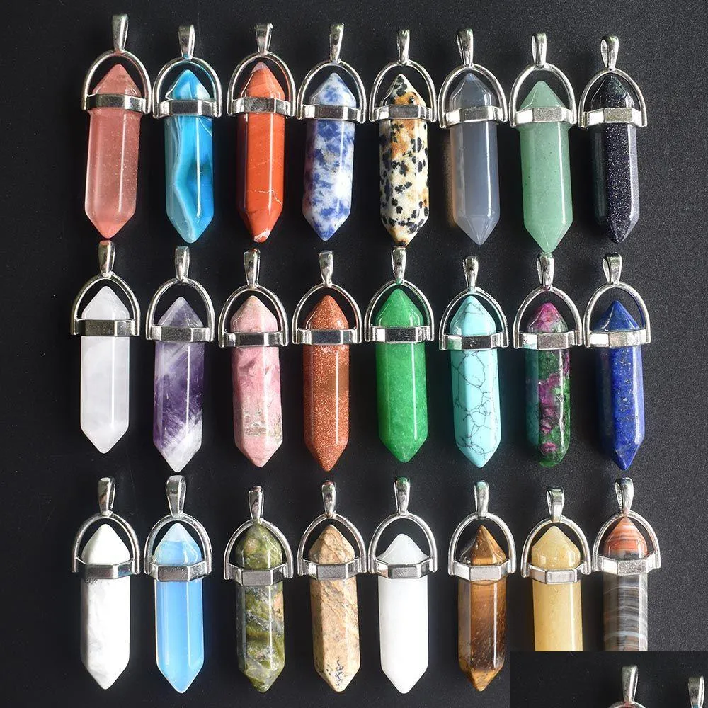 Charms Fashion Hexagon Pillar Healing Stone Pendum Charme Handgemaakte Rose Quartz Chakra Hangers voor ketting sieraden maken Groothandel Dr Dhhri