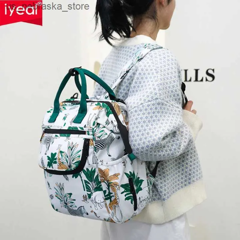 Diaper Bags Cute Animal Pattern Mom Bag Multi functional Large Capacity Mom and Child Bag Fashionable Portable Mom Bag Q240418