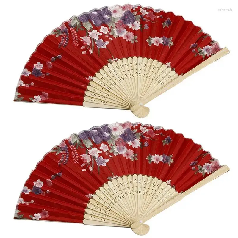 Decorative Figurines 2pcs Folding Hand Fans Festival Props Chinese Fan For Decor Wedding Hollowed Out Paper