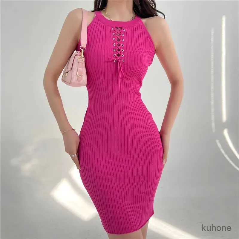 Basic Casual Dresses Chic Fashion Sexy Package Hips Bandage Knitted Summer Dress Women Slim Elastic Bodycon Mini Dress Party Outfits Vestido
