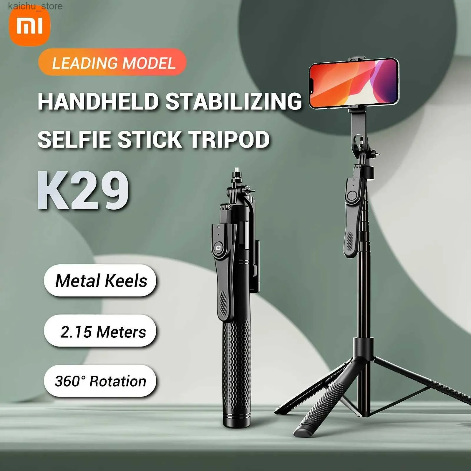 Selfie monopods 2.15m Untraa Long Selfie Stick Tripod K29 360-graden alles-in-één intrekbare aluminium telefoonhouder voor vlog/selfie/video Y240418