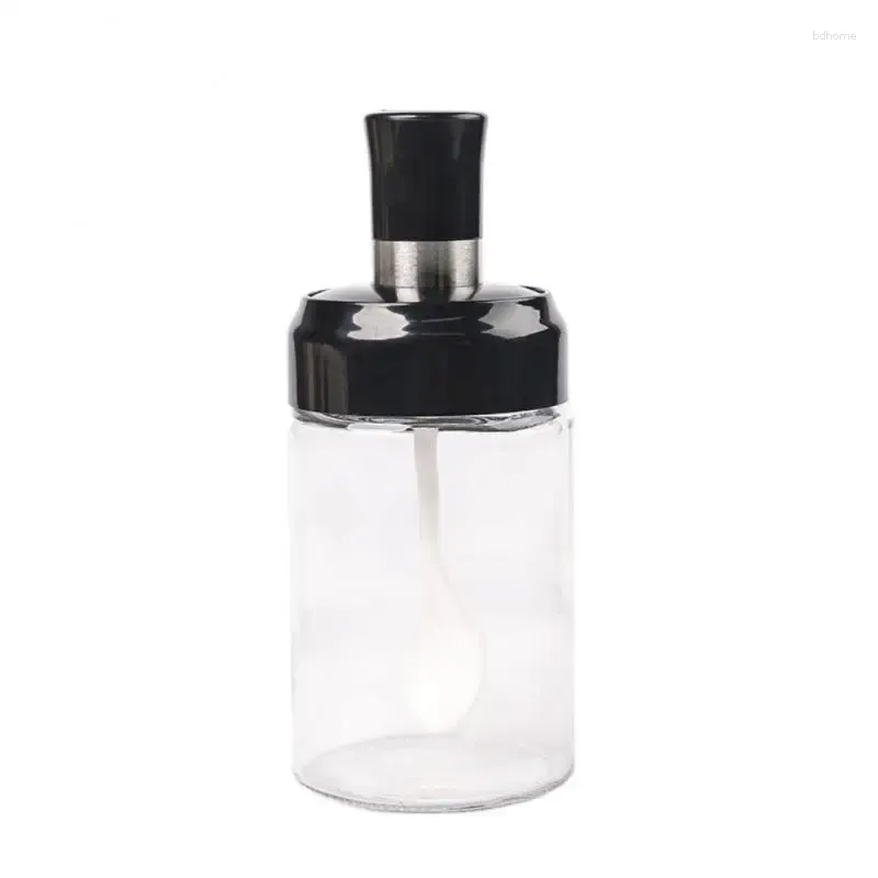 Storage Bottles Food Salt Sugar Pepper Oliver Oil Spoon Cover Transparent 250ml For Kitchen Barbecue Tools Est