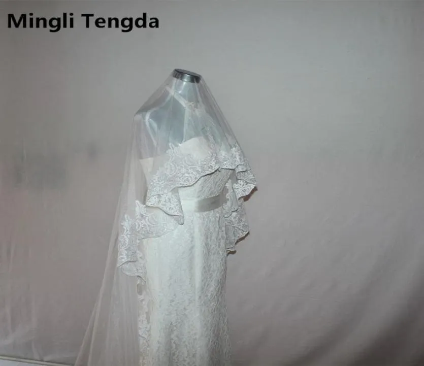 Mingli Tengda Wedding Veil New Veu de Noiva One Layer 3 M Long Bridal Veils Cathedral Lace Edge Bridal Veil Velos de Novia 2018 HI3362771