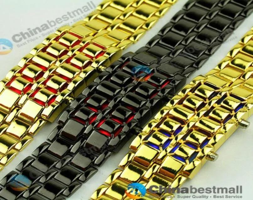 New Fashion Men Women Lava Iron Samurai Metal LED Faceless Bracelet Watch Wristwatch for Men6096226