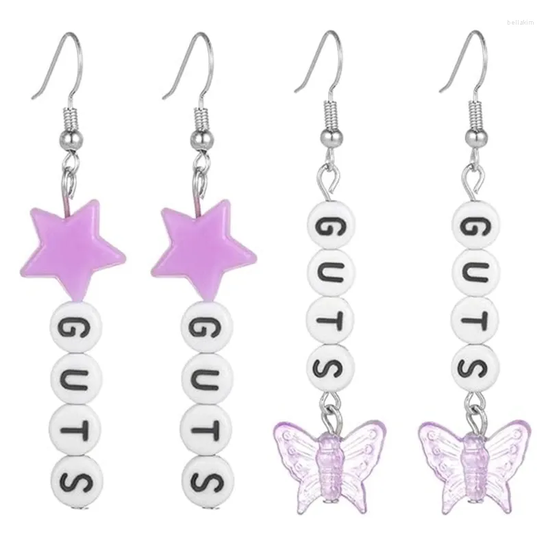 Orecchini penzolanti Lettera acrilica stella/farfalla a orecchie di perle pendenti alle anelli a tema alla moda decorazioni hxba