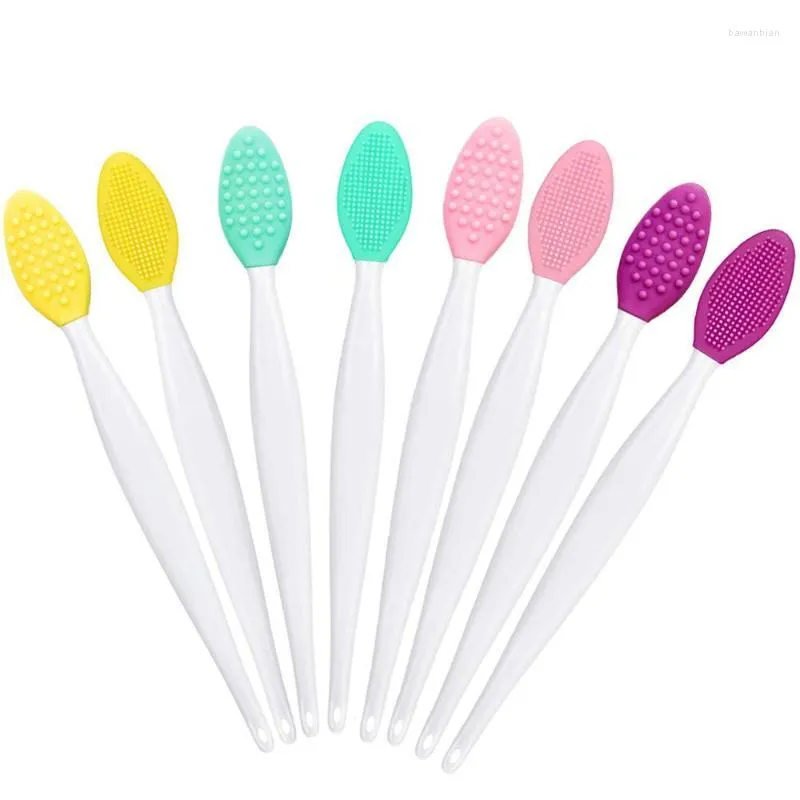 Brosses de maquillage 50pcs Exfoliant lèvre Brosse de brosse Nézer Double côté outil de gommage en silicone doux