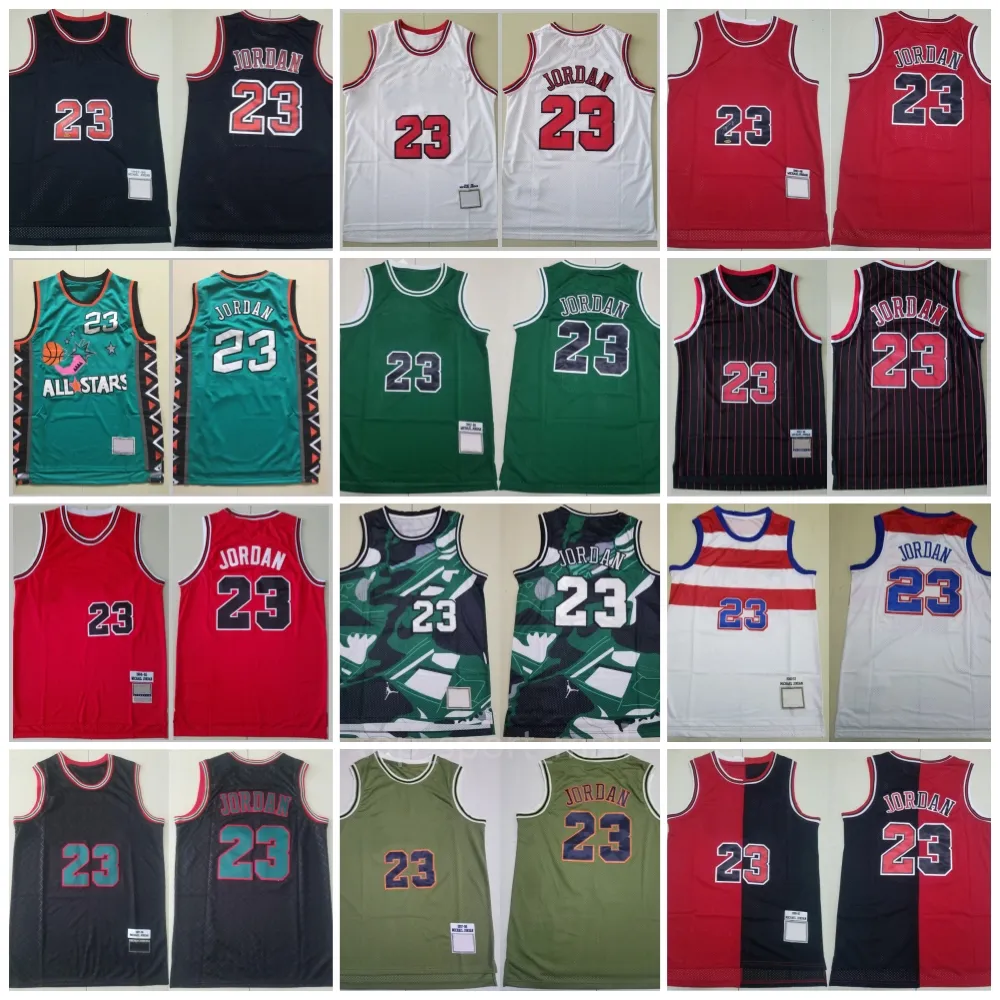 MVP Men 23 Michael Basketball Jerseys All-Star MJ Mike Sport Shirts Split half topkwaliteit retro gestikt Red White Black Team Man Vintage 1996 1997 1998 1991 1992 1993