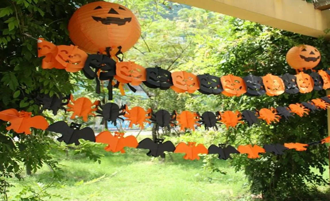 Creepy Halloween Garland Banner Binting Bat Bat Pumpkin Ghosts Spider Party Decorations Party Nightclub Bar Bandiere di carta DECIT 118inch8837682