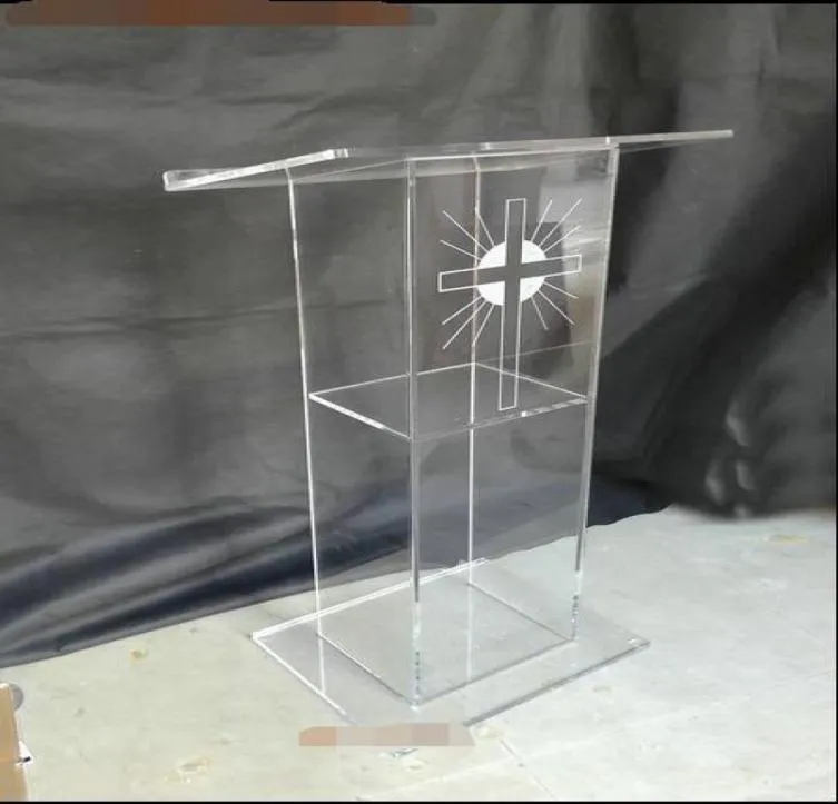 Goedkope transparant acryl podium preekstoel Lesteren Clear Plexiglass Podium Organisch glaskerkpreekstoel4140561