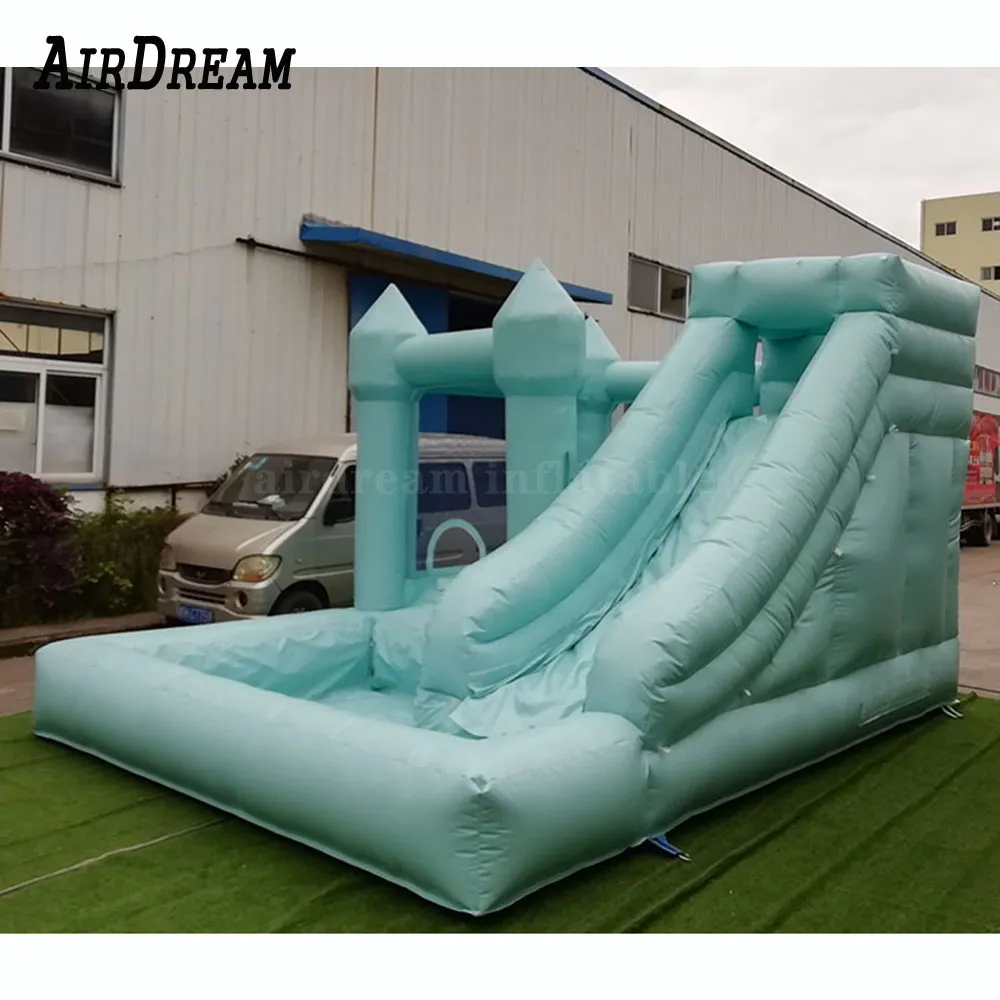 Factory price white and green bounce house inflatable commercial wedding bouncy castle inflatables bouncer with slide