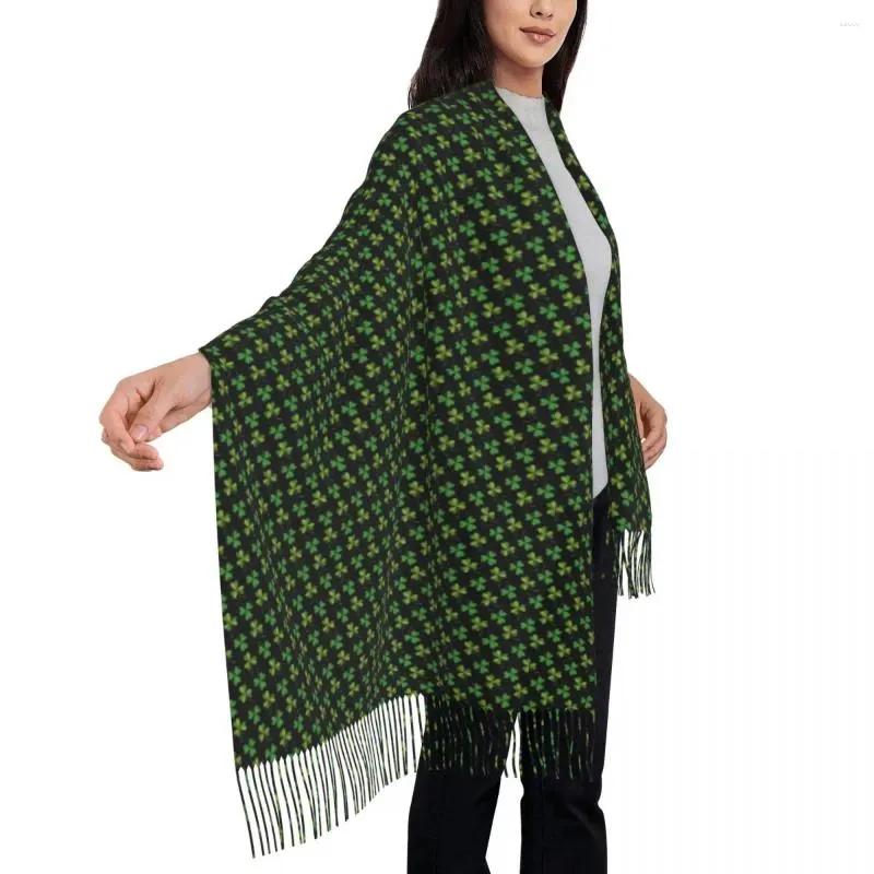 Lenços lenços fofos lenço de estampa shamrock com borla St Patricks Dia Harm Shawl Shap Men Women Design Headwear Winter Y2K Bandana