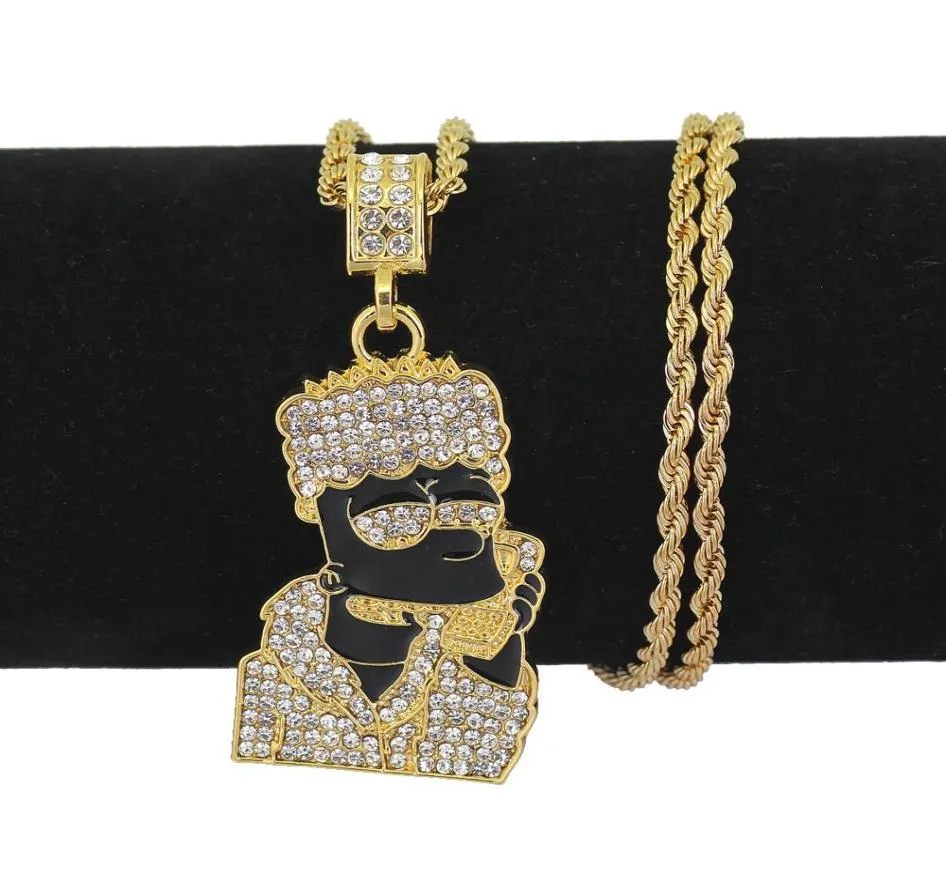 Bling hip hop takı erkek kadın kadın karikatür kolye 24 inç paslanmaz çelik altın zincirler erkekler için kolye6795295