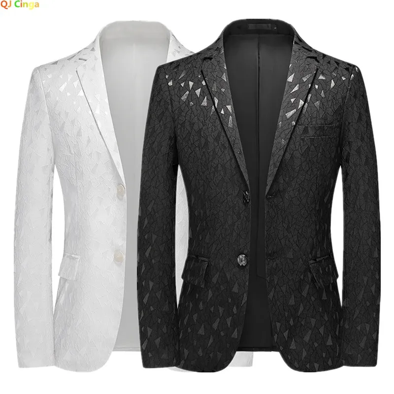 Veste de costume de printemps mode Blazer Slim Mabouillage noir blanc rouge bleu Terno masculino plus taille hommes externes M-6xl 240409