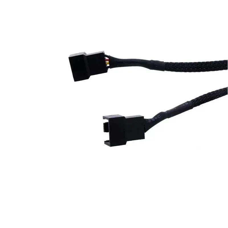 2024 3/4 pin PMW a ventola doppia Y Splitter Black Sleeved Extension Power Raffreddamento Adattatore di alimentazione splitter scheda madre - PWM