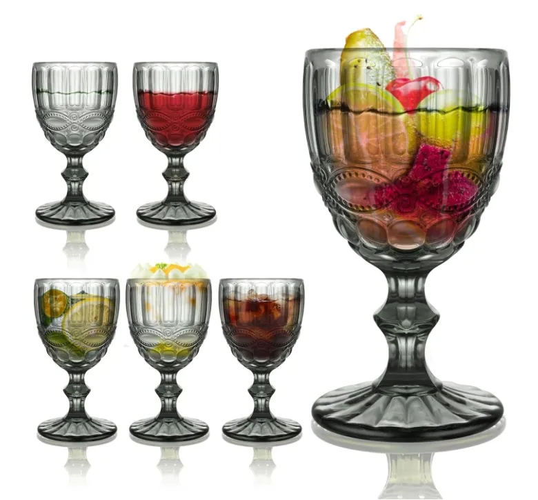 Vinglasglasögon färgat glasbägare med diamantmönster präglade hög klar glas för fest och droppleverans hem trädgård kök