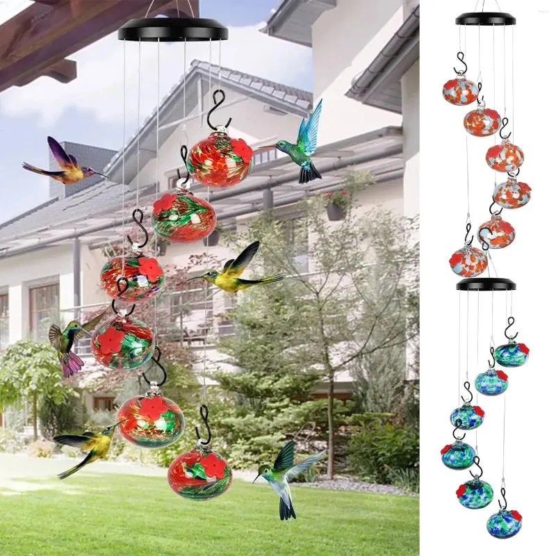 Other Bird Supplies 1Pc Hanging Hummingbird Feeder With 6 Balls Wind Chimes Leak-Proof Feeders Outdoor For Garden Yard Patio