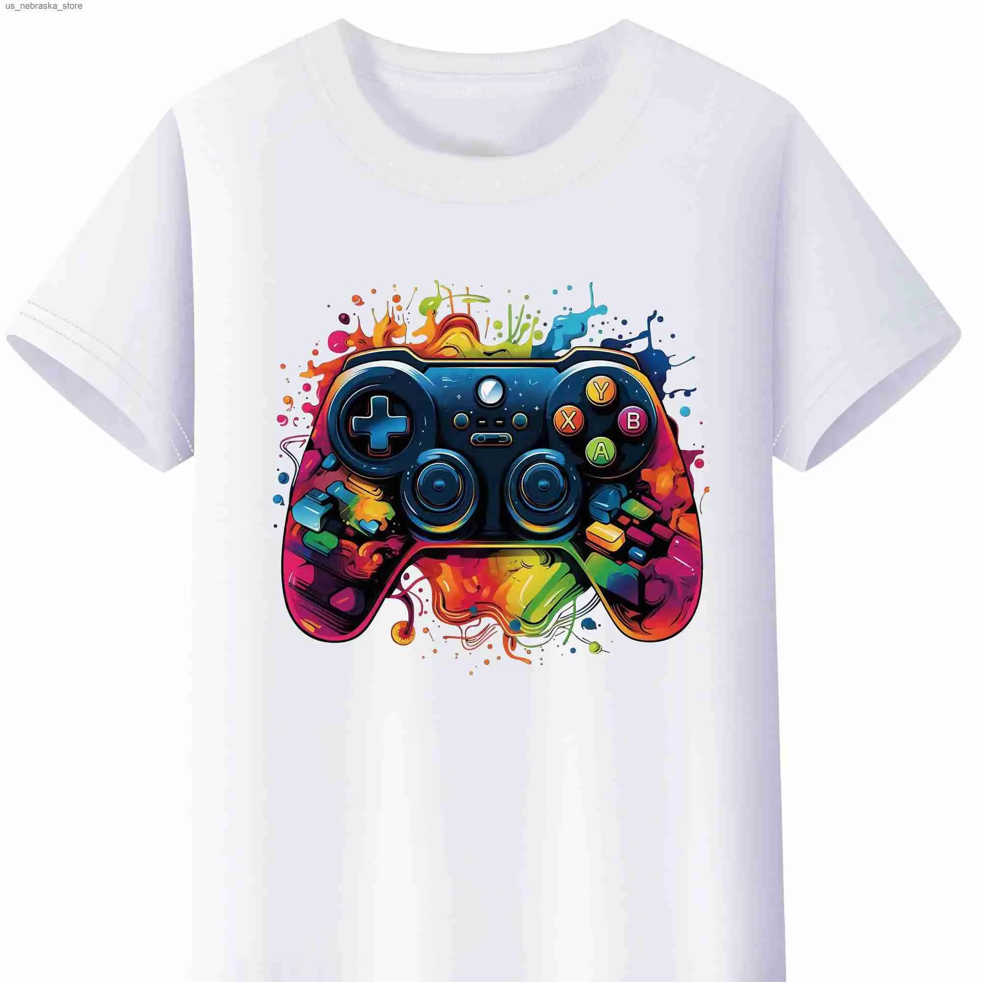 T-shirts Skateboard Skull and Car Printed Boys Creative T-shirt Casual Lightweight Comfortable Short sleeved T-shirt Top Childrens Summer Clothing Q240418