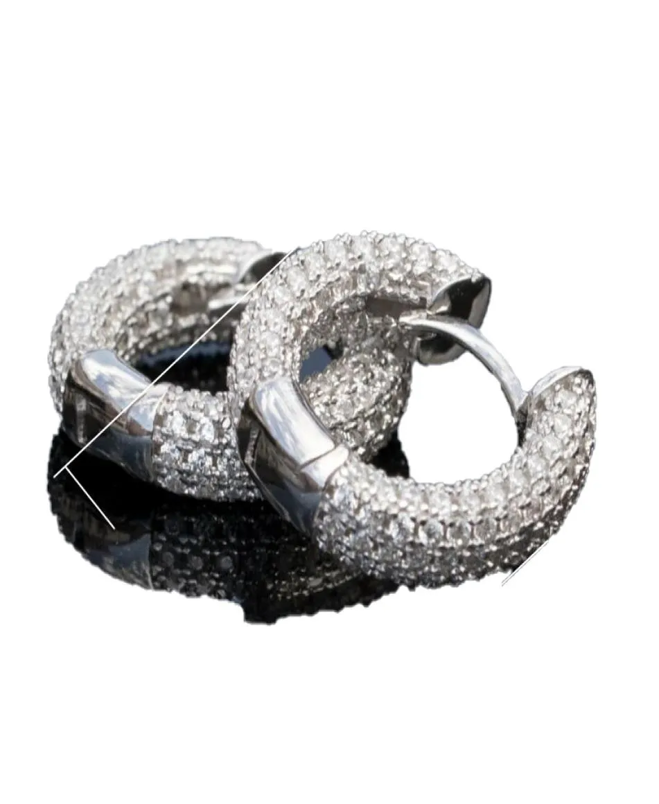 Men Women Blingbling Earrings Gold Silver Color Full CZ Diamond Earrings Hoop Punk Rock Hip Hop Jewelry4428622