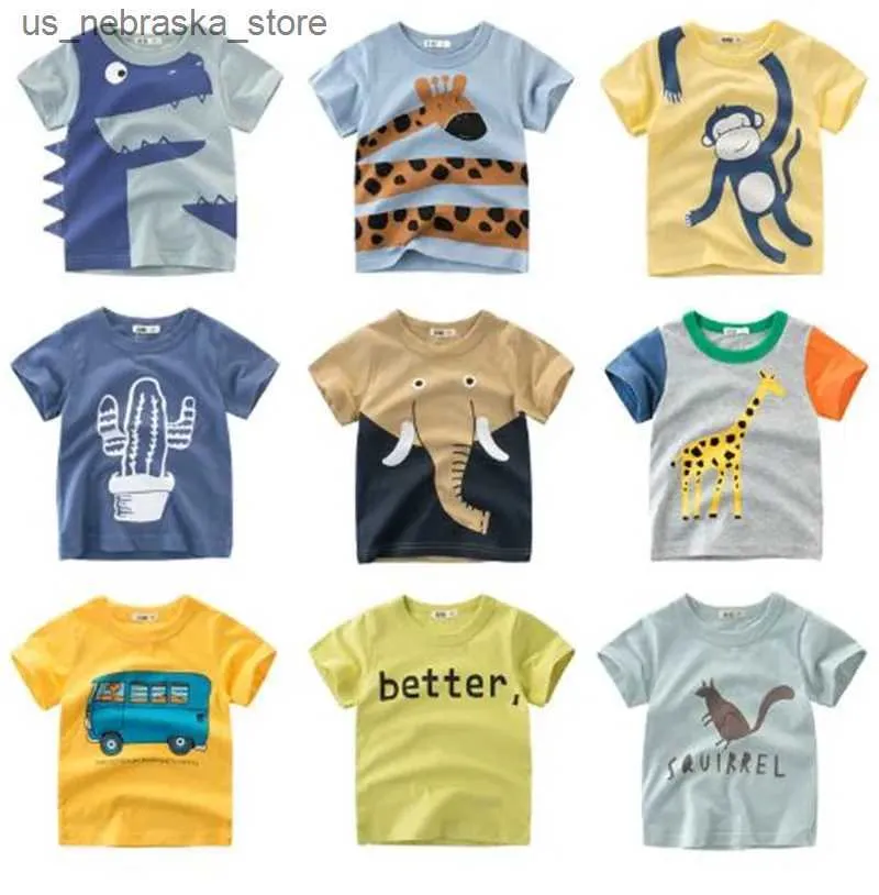 T-Shirts Sommer Kinderkleidung Kleidung Boy T-Shirt Cotton Dinosaurier kurzärmelig T-Shirt Childrens Boy lässig Süßes T-Shirt 1-8 Jahre Q240418