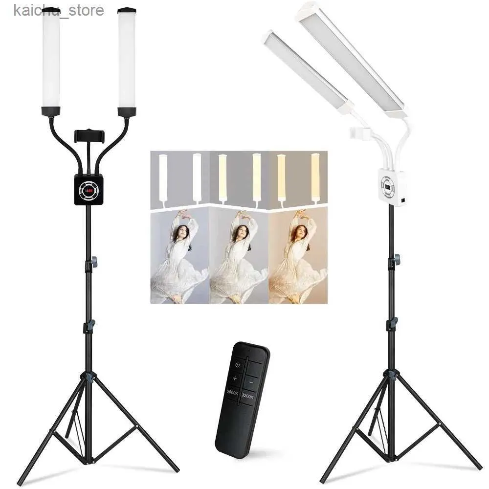 Éclairage continu 40W Double bras LEMPLIGHT LUMINE 3200K-5600K LIMITÉ ALIMENTABLE RÉGLABLE LIDICILE DE LED pliable avec 3 modes lumineux pour le streaming en direct Y240418