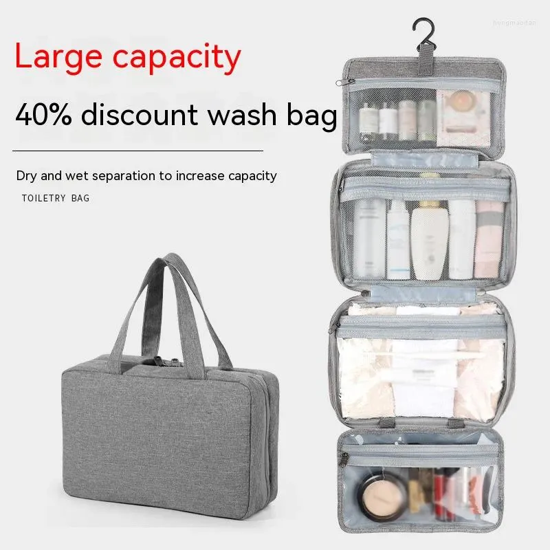 Sacs de rangement Sac de cosmétique pour femmes Voyage étanche pliant pliant séparation humide lavage Bolsas Men Organisateur