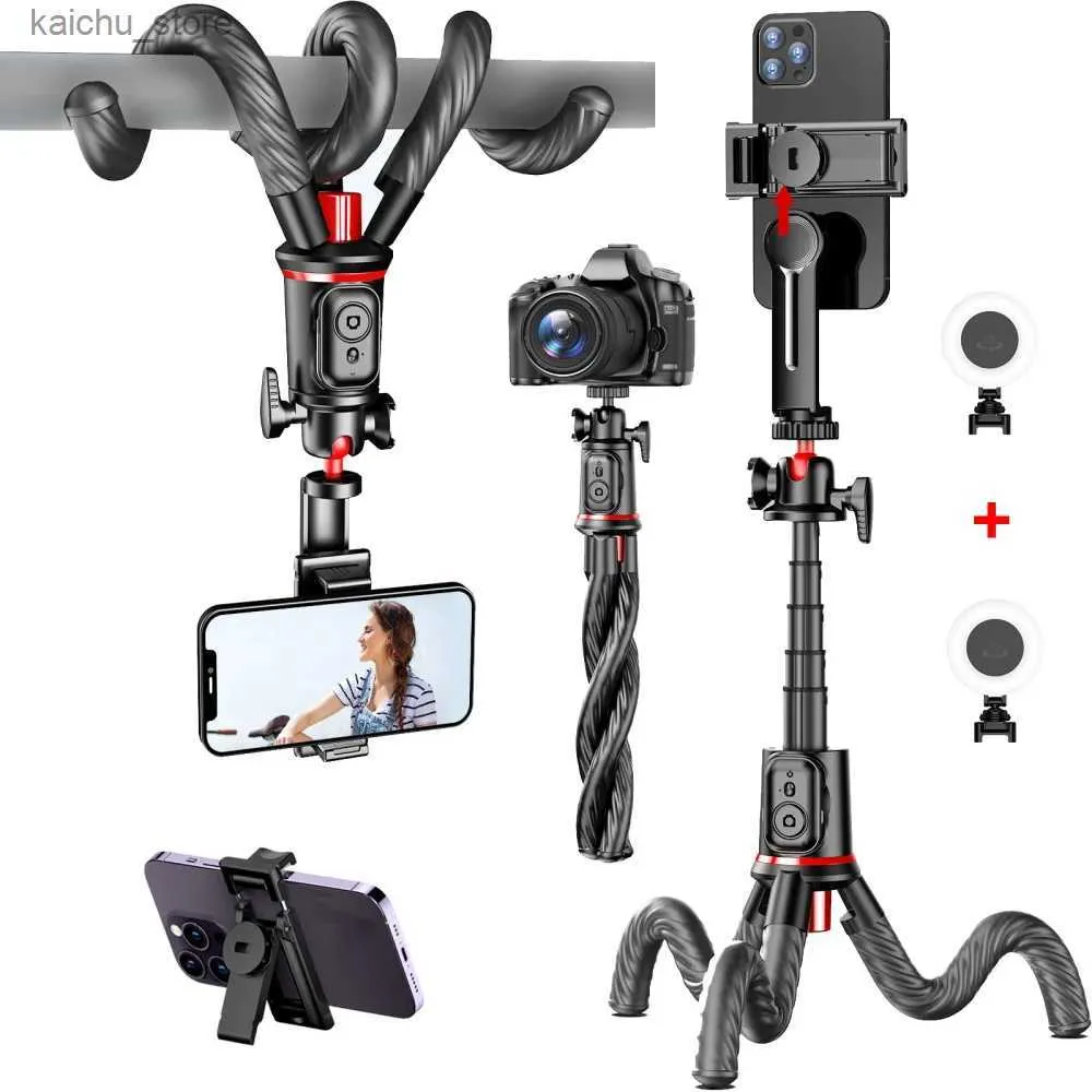 Selfie Monopods Wireless Selfie Stick Stativ mit abgelegener erweiterbarer Rodphone -Halter mit 1/4 Schraubenschnittstelle Flexible Stativ für Telefonkamera Y240418