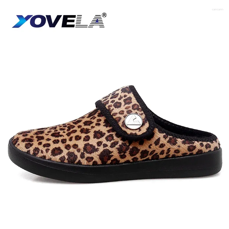 Scarpe casual Donne Sexy Leopard Calda Pelliccia Calza Sliponi da interno Casa invernale per peluche Slippista Donna piatta morbida Slide slient