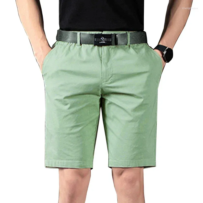 Short masculin chino hommes coréens mode été slim fit pur coton occasionnel work porter des couleurs solides bermudas